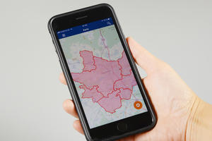 Bild vergrößern: Kartenansicht der NINA Warn-App